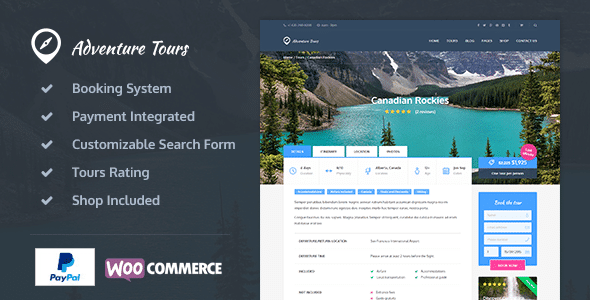 Adventure Tours – WordPress TourTravel Theme
